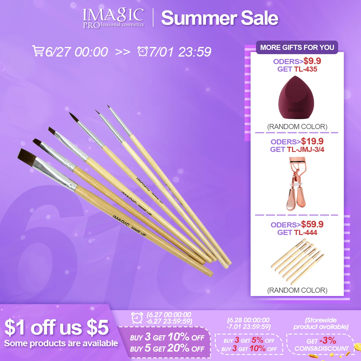 

IMAGIC Nail Art For Manicure Painting Brush Oil Paints Artists Wood Handle Soft Gradient Nylon Hair Drawing Tools Makeup