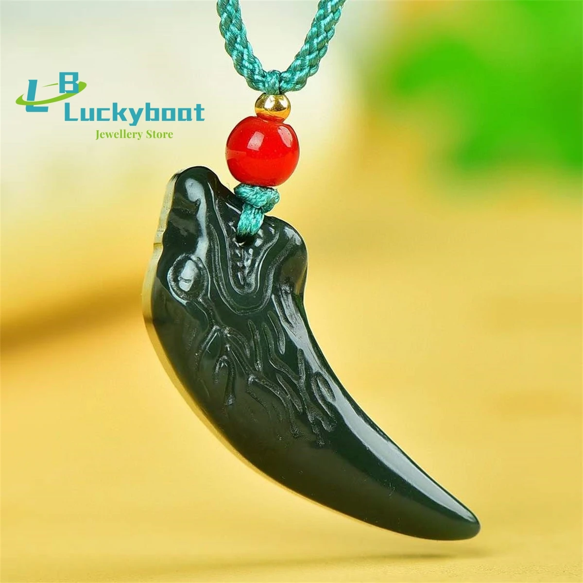 

Natural Hetian Qingyu Wolf Teeth Pendant Simple and Personalized Fashion Versatile Retro Ethnic Men's and Women's Style