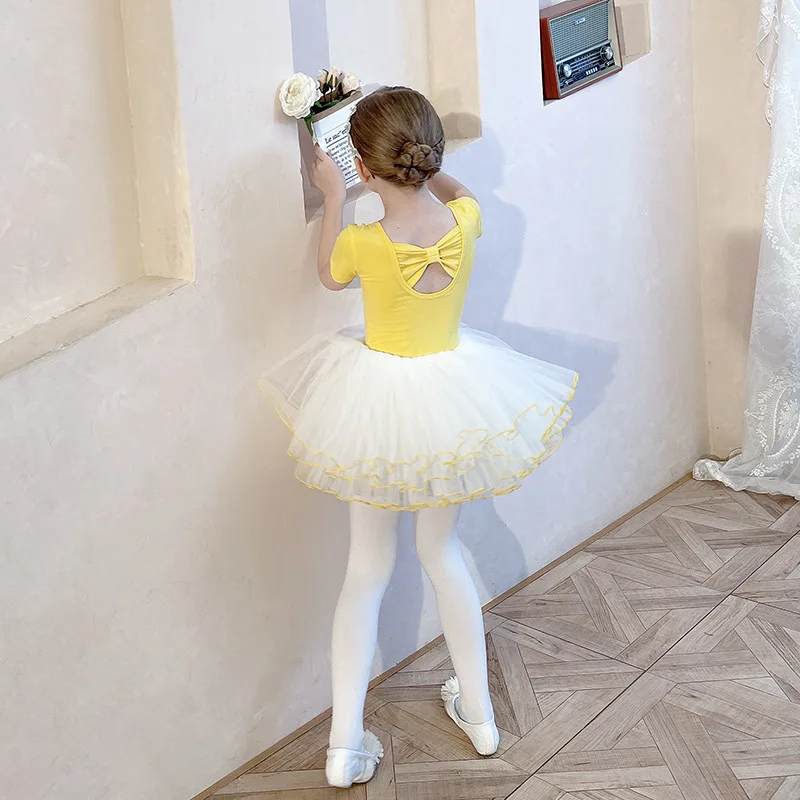 

Girls'Yellow Dancing Skirts Cotton Summer Kid's Ballet TUTU Dress Sparate Wears Suitable 110-160cm Children