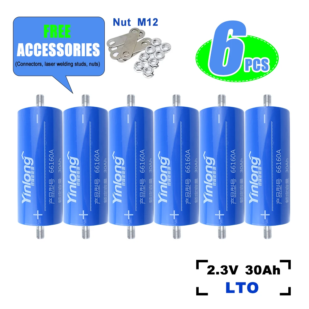 

Yinlong 2.3V 30Ah 66160 Lithium Titanate Battery LTO Cells Rechargeable Battery For Photovoltaic Power EV Golf Cart