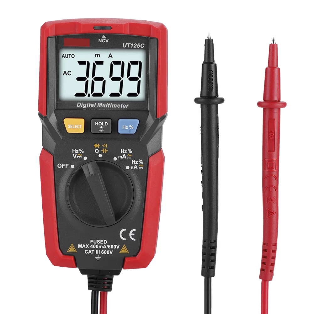 

UNI-T UT125C Handheld Auto Range Digital Multimeter AC/DC Voltage Current Ohm Tester