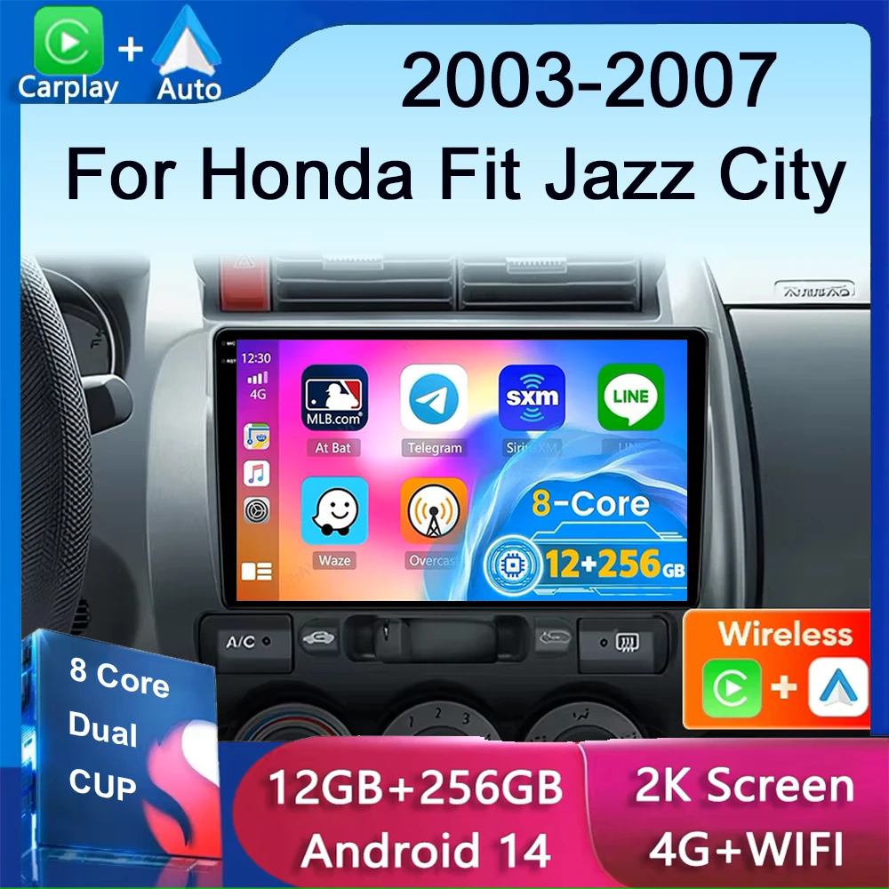 Android 14 Carplay Auto 2K экран автомобильный радиоприемник мультимедийный плеер для Honda Fit
