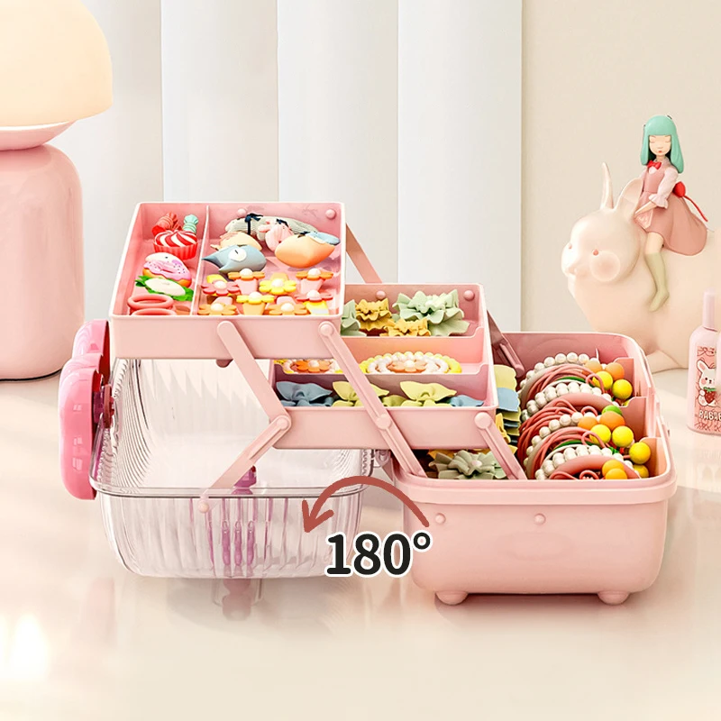 

2023new Multi-layer Hairpin Storage Box Cute Girls Jewellery Box Children's Hair Accessories Storage Box Toy Storage Box