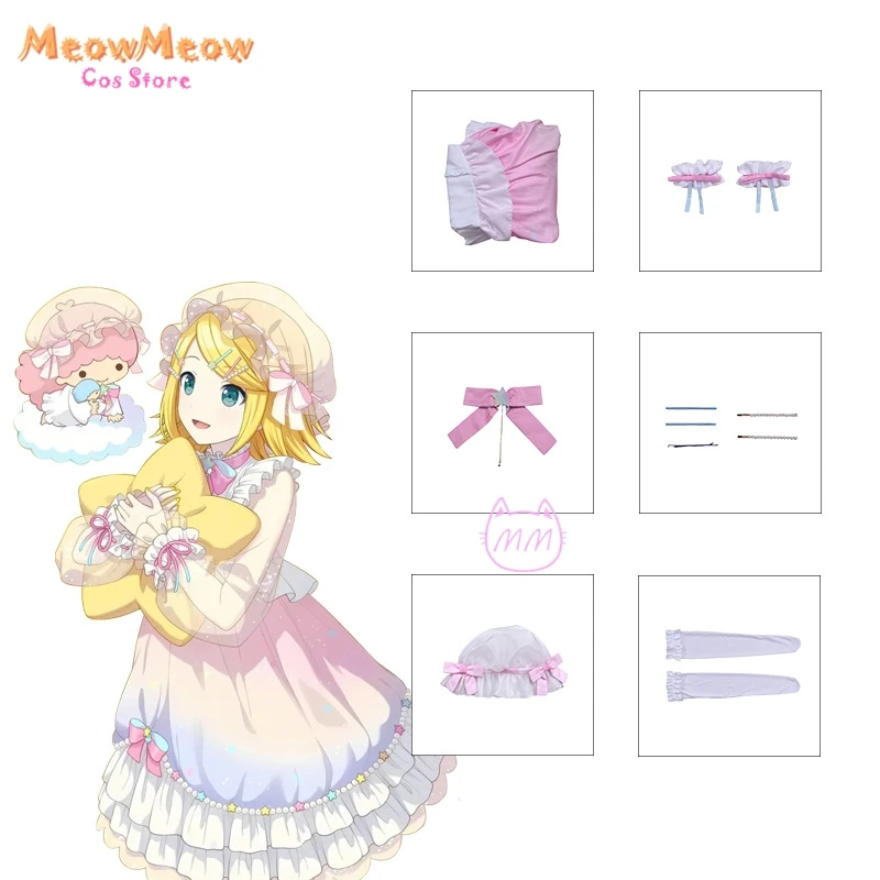 Project Sekai Косплей Рен Лен Костюм Парик 25 Ночной шнур Лолита Певица Сценическая