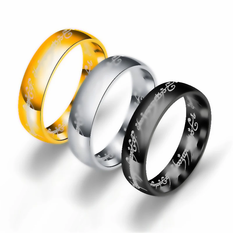 

AsJerlya MIDI Ring Titanium steel One Ring of Power Ring Movie Refined Carved Women Men Fashion Jewelry Wholesale Dropshipping