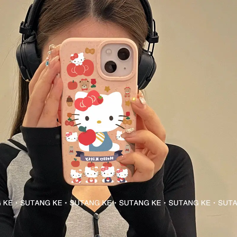 

Sanrio Kawaii Аниме фигурки Hello Kitty чехол для Iphone против падения 14 Pro 14 Promax 13Pro Promax 12Pro Promax 11 Promax новая стильная девушка