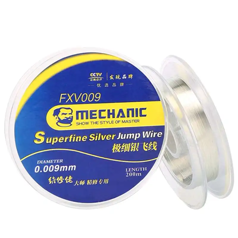 

MECHANIC FXV009 0.009mm Superfine Silver Jump Wire 200M Ultra Fine Fly Line For iPhone Fingerprint Mainboard Chip Repair