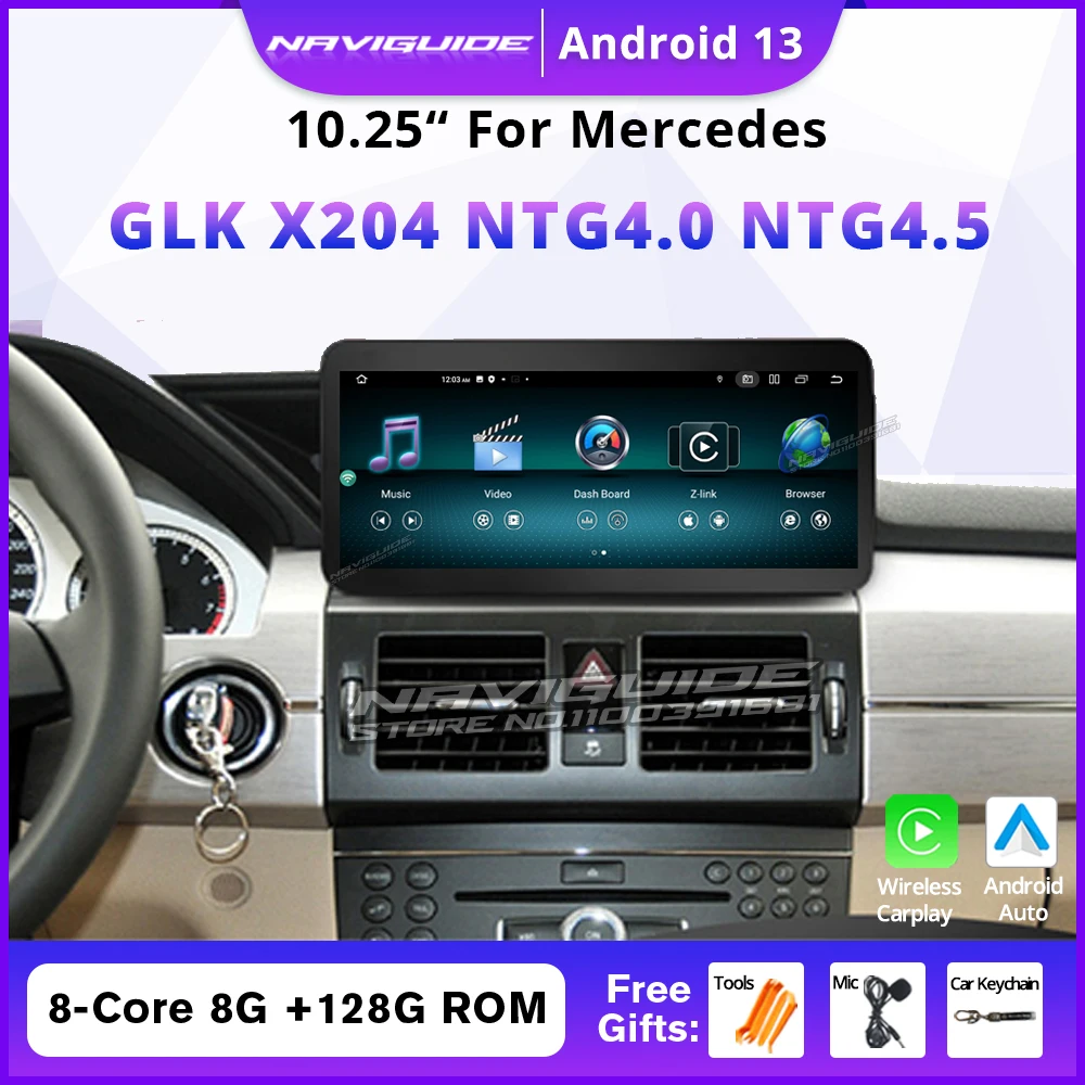 NAVIGUIDE 10 25 'ɺndroid 14 Автомобильный радиоприемник для Mercedes Benz GLK Class X204