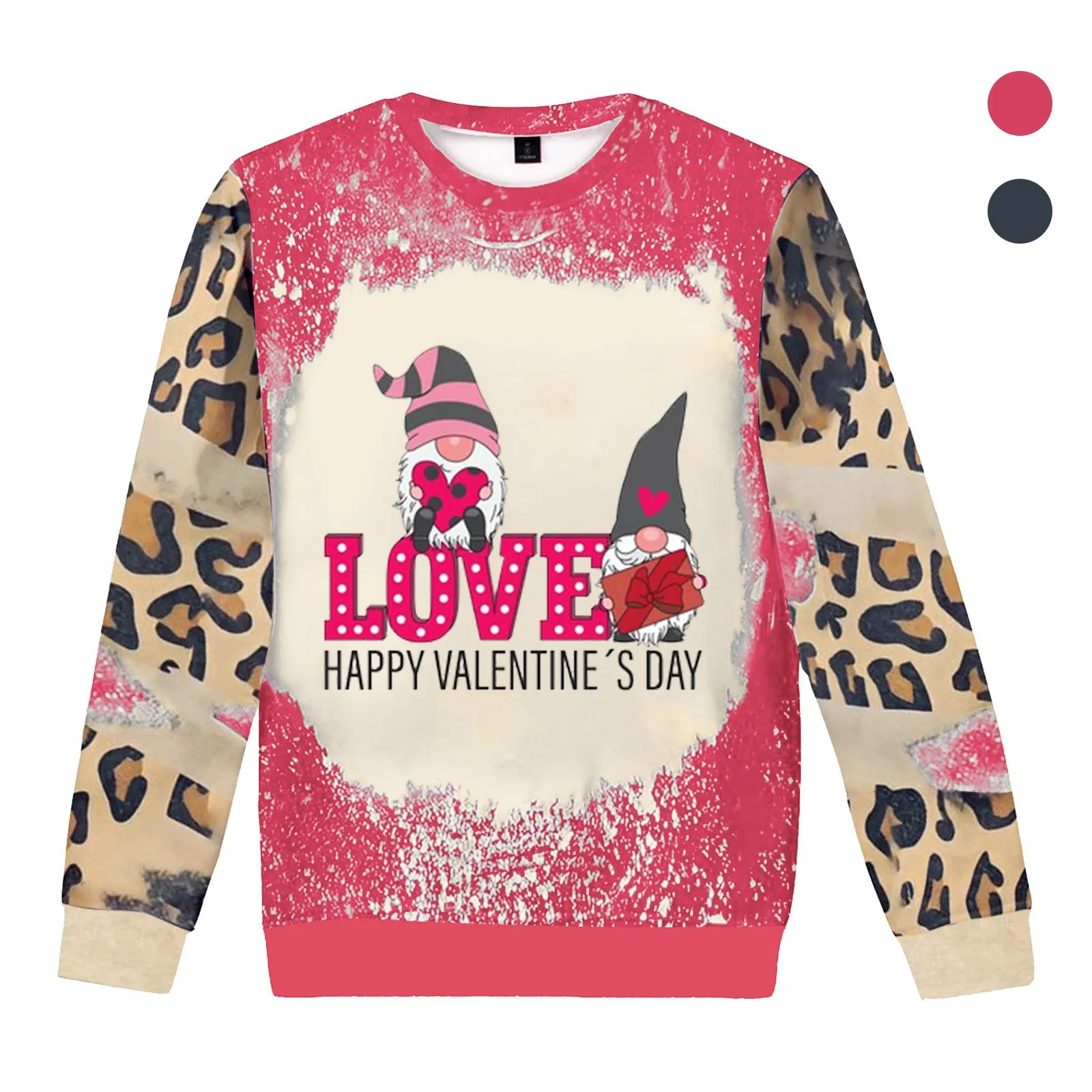 

Женские топы с рисунком, Женский пуловер на День святого Валентина с леопардовым принтом и вырезом лодочкой на плечах, женские блузки с длин...