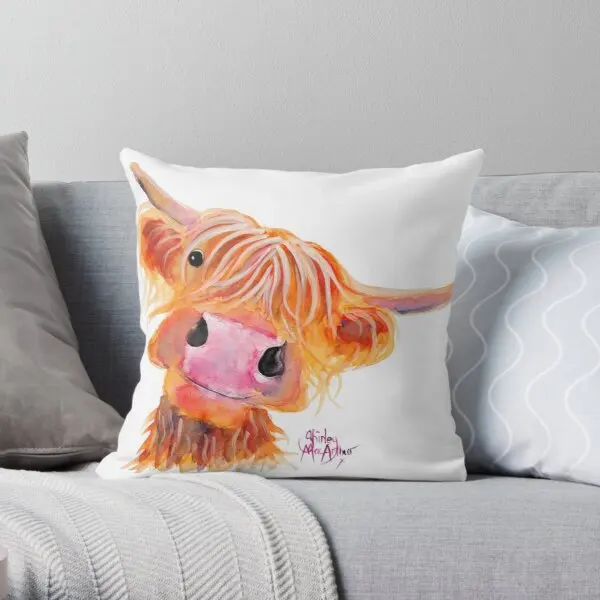 

Highland Cow 'Nessie' From Original Pain Printing Throw Pillow Cover Sofa Bed Waist Office Throw Hotel Pillows not include