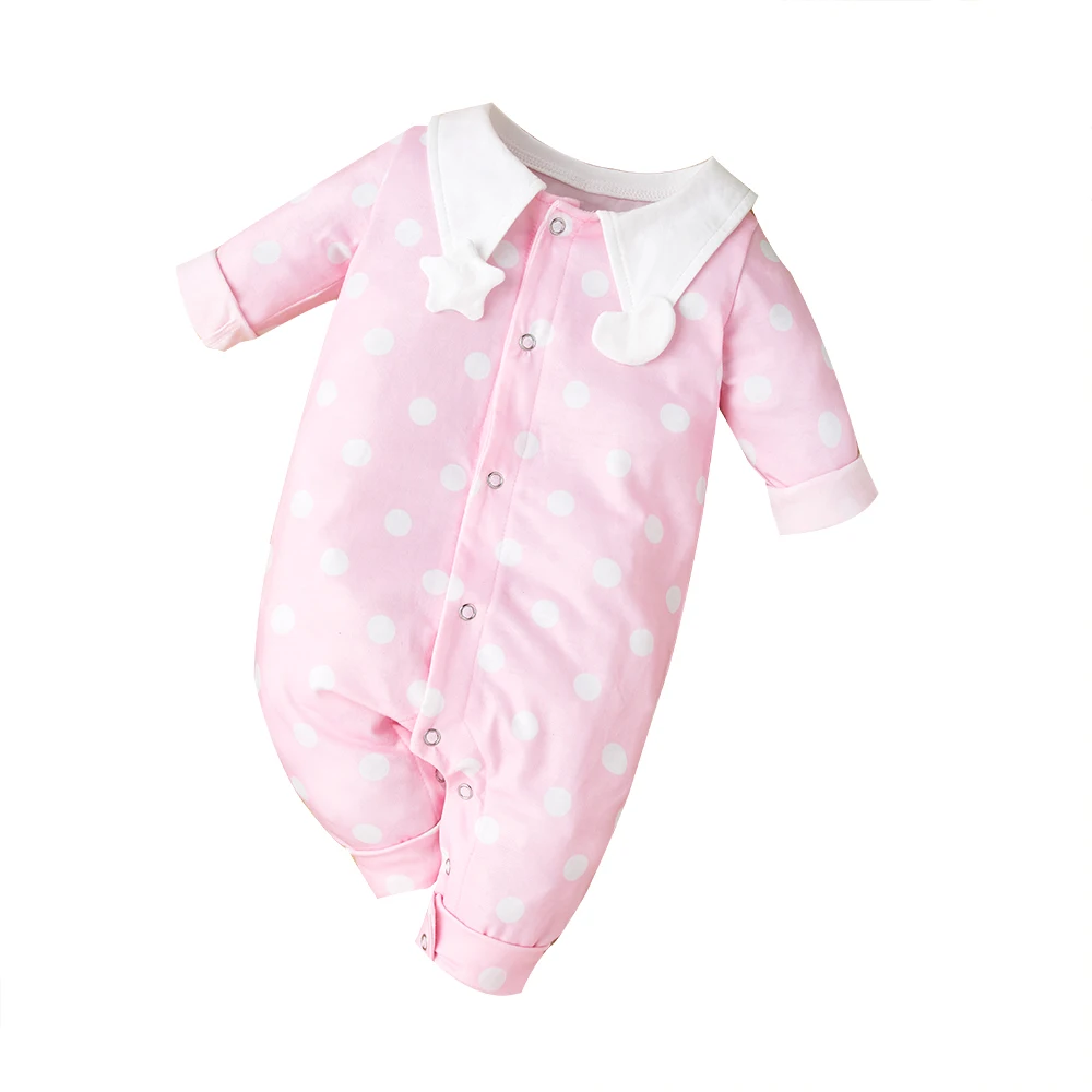 

Комбинезон для новорожденных девочек Bbay Одежда для новорожденных девочек наряды с длинным рукавом принт в горошек цельный осенний зимний комбинезон на кнопках