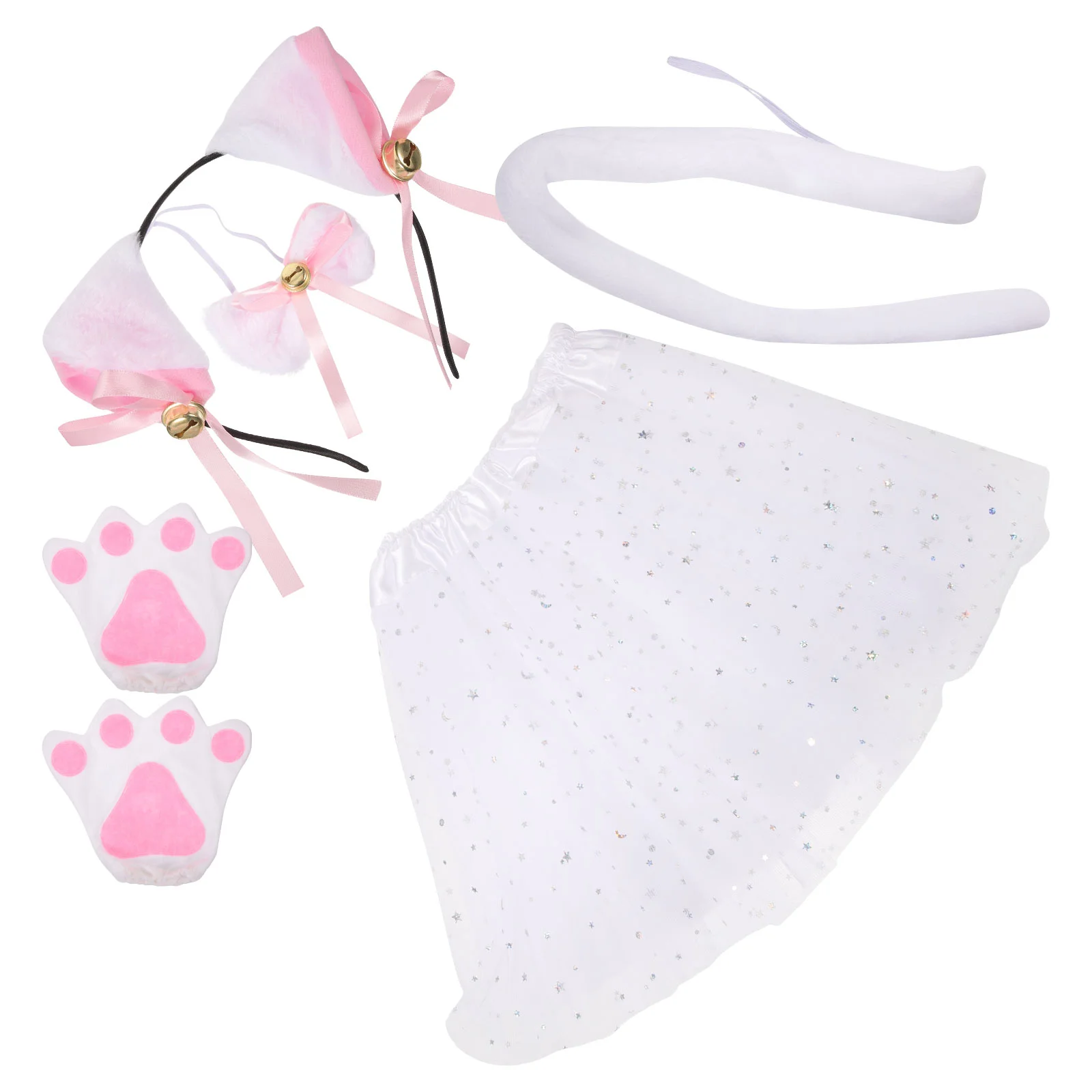 

1 Set Children Cat Ears Headband Tutu Skirt Bowtie Gloves Tail Girls Cat Cosplay Costume