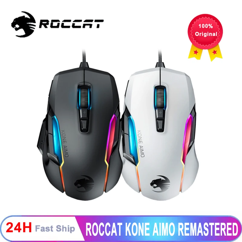 ROCCAT Kone AIMO Gaming Mouse (remastered) – High Precision Owl-Eye Optical Sensor (from 100 to 16,000 DPI), Black