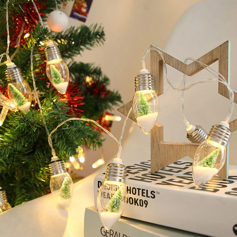 

Snow Globe Christmas String Lights LED Mini Christmas Tree Snowflake Globe Bulb Lights Strand Ornament Christmas Ball Ornament
