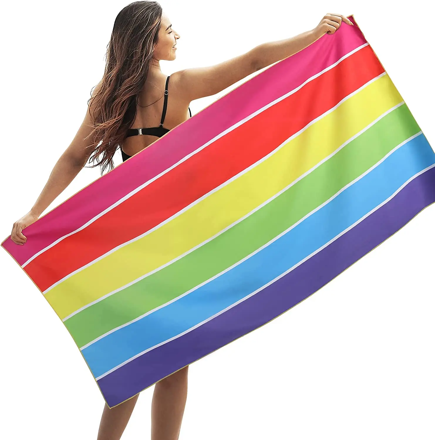

Радужное пляжное полотенце microfiber31x51inchoversize пляжное одеяло быстросохнущее легкое большое дорожное полотенце без песка