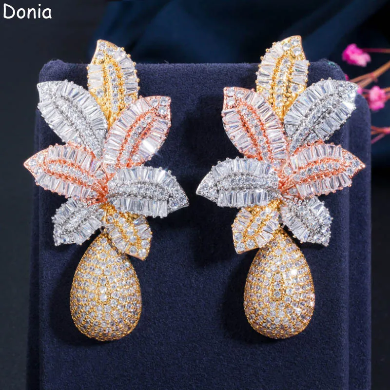 

Donia Jewelry European and American fashion pineapple copper micro-inlaid AAA zircon earrings fruit luxury earrings