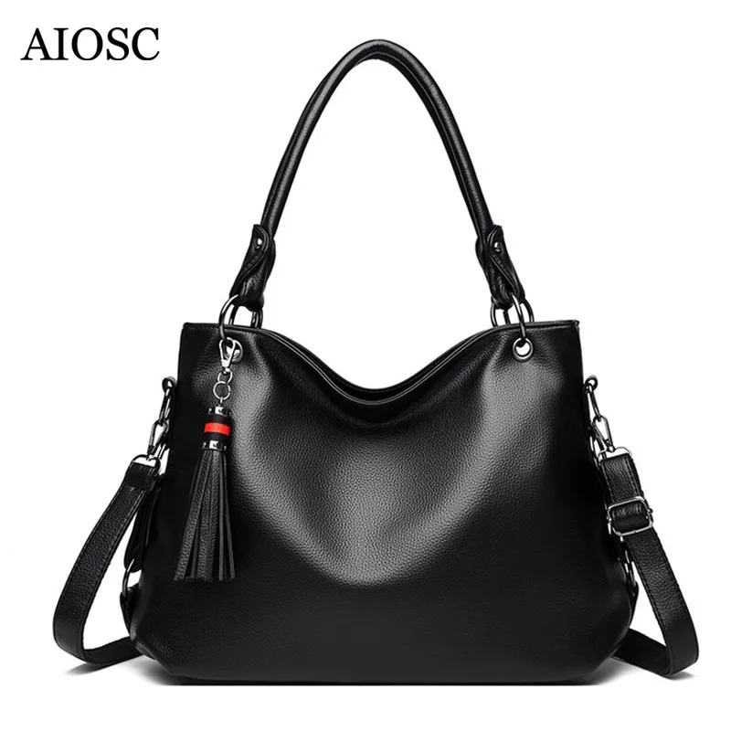 

AIOSC Luxury Brand Women's Handbag Large Capacity Crossbody Shoulder Bag Soft Leather Tassels Underarm Tote Bag Fashion Ladies