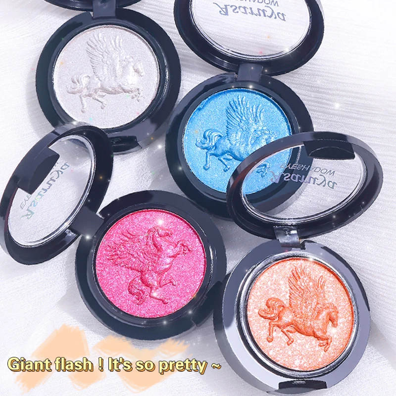 Черно-белые блестящие тени для век с кисточкой и зеркалом 9 цветов