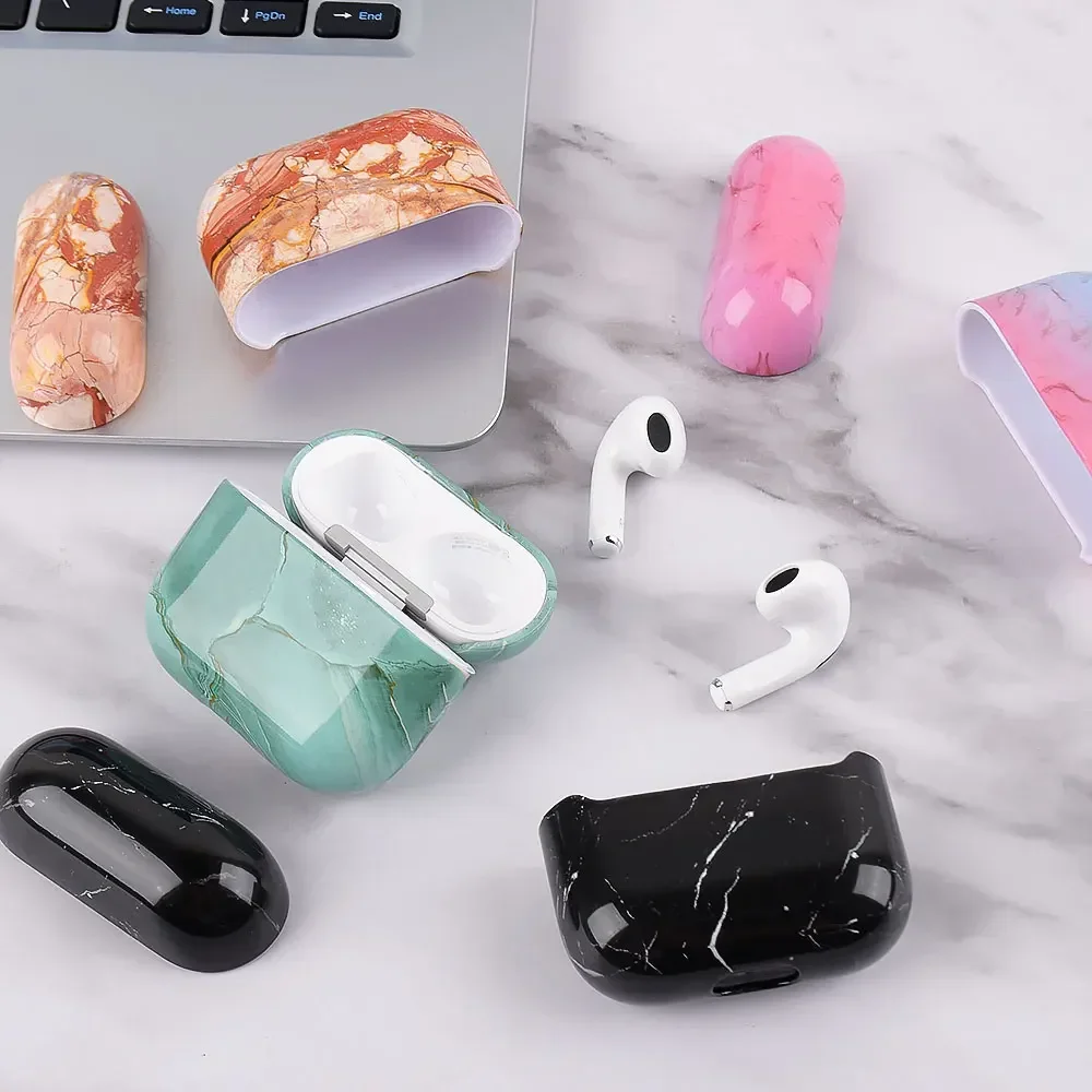 Чехол с мраморным узором для Apple Airpods 4, 3-го поколения, 2024, жесткий чехол из ПК для airpods pro, 2 защитных чехла с мраморным рисунком, Fundas (art.: 3920ce004eb7f) - 3920ce004eb7f