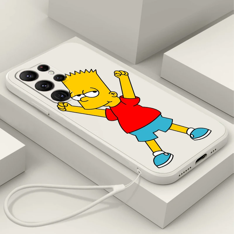

The Cartoon Simpson Case For Samsung Galaxy S22 S21 S20 S10 Note20 10 Ultra Plus Pro FE Lite Liquid Rope Phone Cover Coque Core