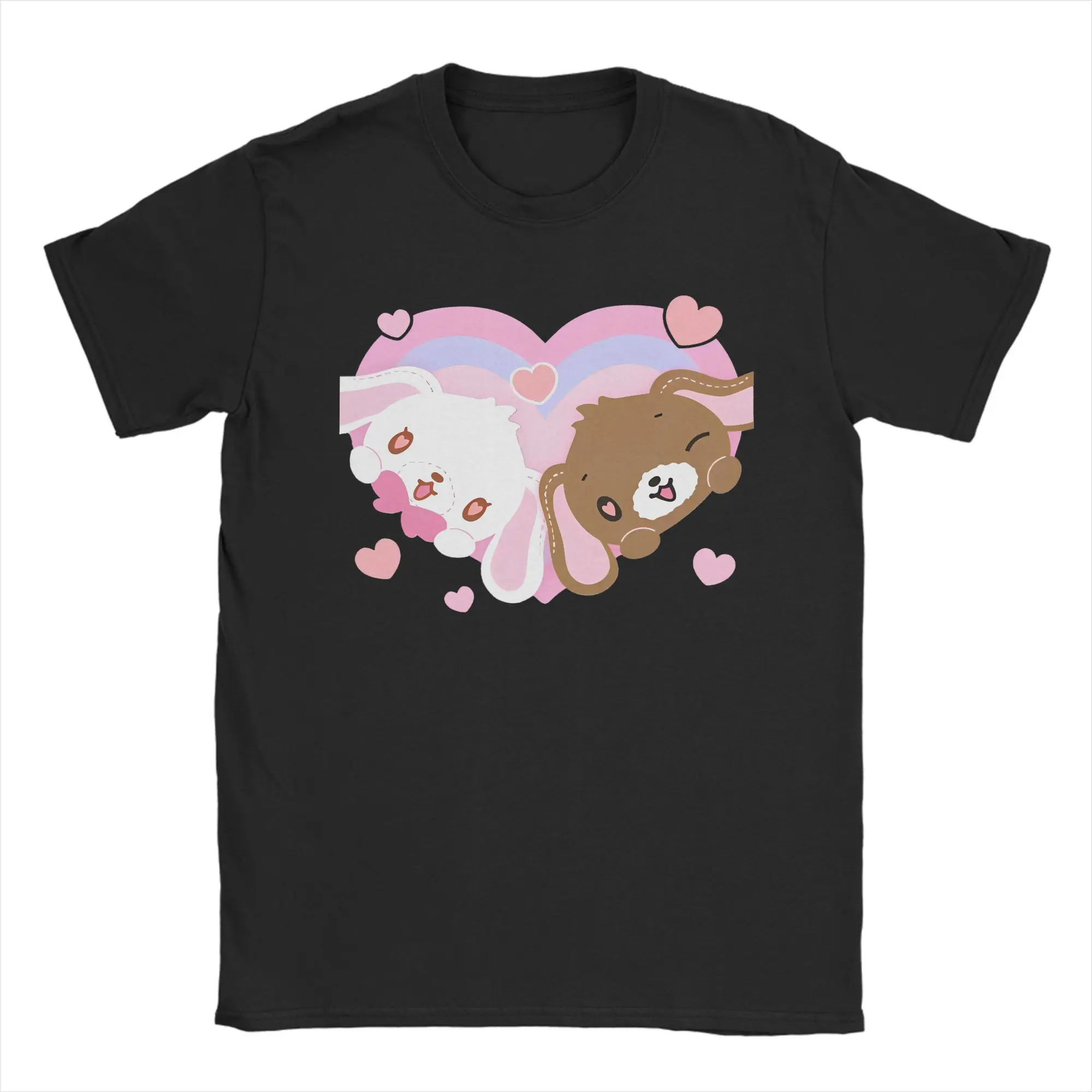 Фото Мужская и женская футболка Sugarbunnies Love Kawaii, топы из чистого хлопка с героями мультфильмов, креативная футболка с круглым вырезом и короткими рукавами, классические футболки №1