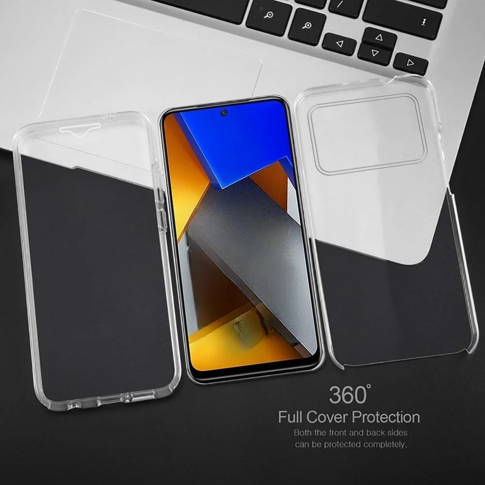 360 Full Body Transparent Phone Case For Xiaomi Poco X3 X4 X5 Pro 5G F5 Redmi Note 9 10 11 12 13 13C 12C 10C 9C 9A Cover