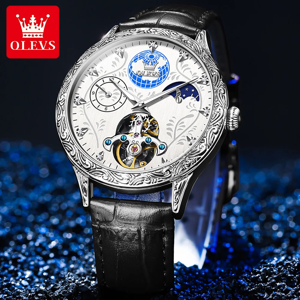 

Olevs Top Brand Luxury Mechanical Men Watch Waterproof Automatic Clockwork Original Diamond Lover Gift Business Men's Watches