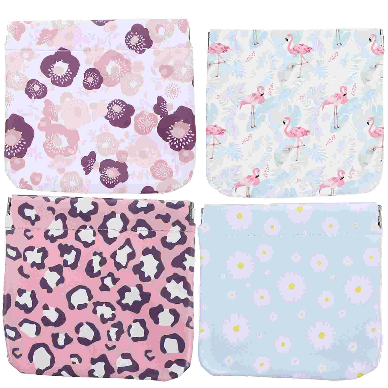 

4 Pcs Headphone Bag Girls Makeup Kit Outdoor Lipstick Mini Holder Storage Pouch Self-closing Magnet Carrying Miss Mirror