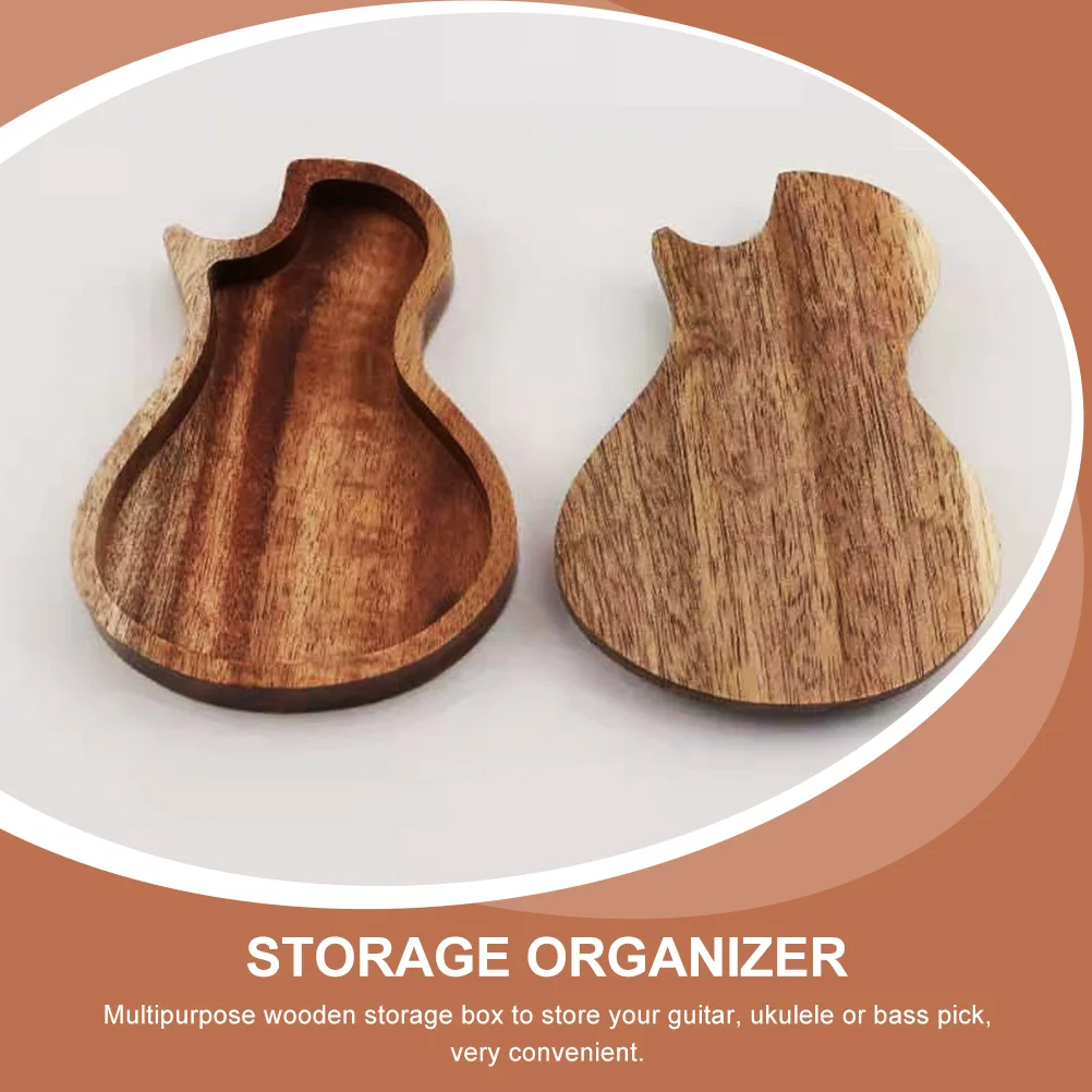 Handmade Wooden Guitar Pick Box 3-compartment Box for Guitarist Music Lovers Gift enlarge