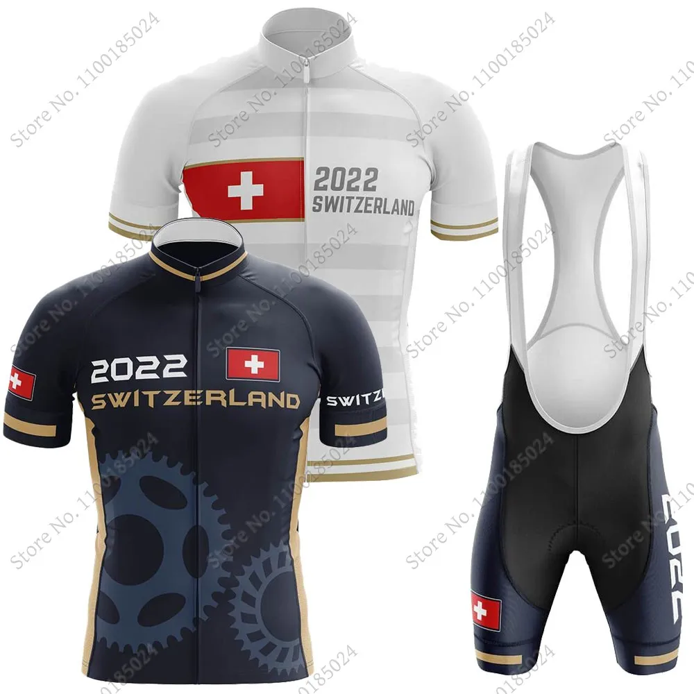 

Maillot 2022 Switzerland Flag Cycling Jersey Set Summer Bicycle Clothing Road Bike Shirts Suit Bicycle Bib Shorts MTB Culotte