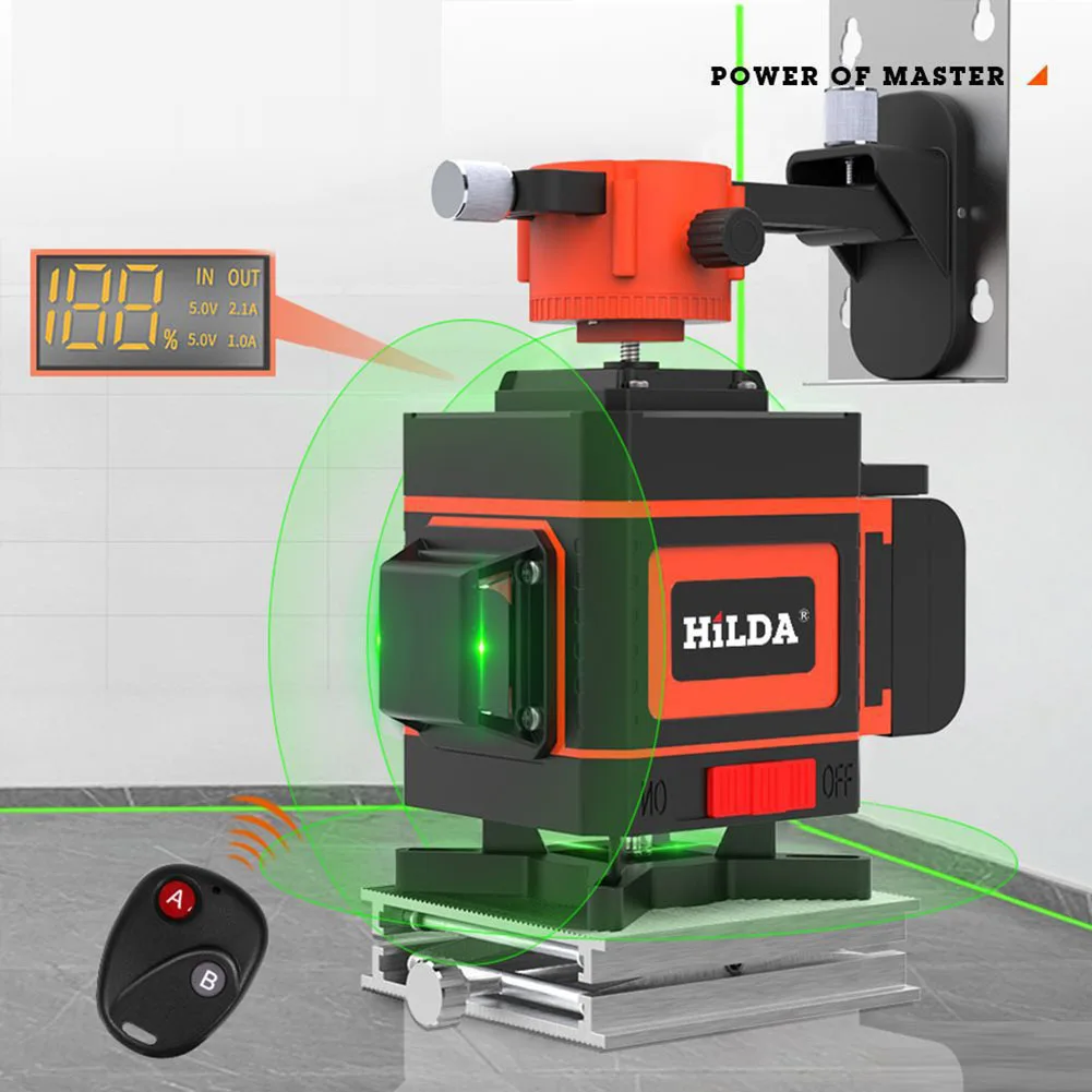 

Multipurpose Green Laser Beam Lines 12/16 Lines Cross Line Laser Level Kit 360 Horizontal Dustproof for Indoor Outdoor Universal