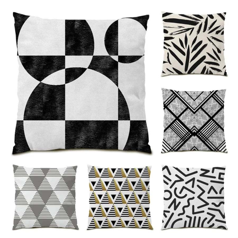 

Artistic Ornamental Pillows for Living Room Pillow Covers Decorative Cushion Polyester Linen Velvet Abstract Lattice Sofa E0387