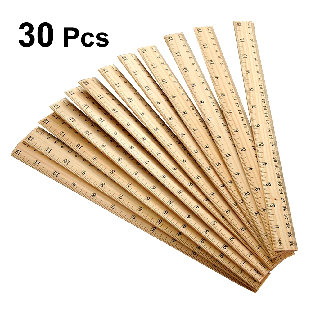 

Ruler Wooden Straight Measuring Scale Stickoffice 30Cm Sewing Unbreakable Rulersdouble School