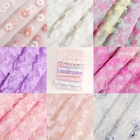 90150cm 3d embroidered flower mesh fabric diy curtain wedding tulle dress clothing net lace fabrics for handmade sewing