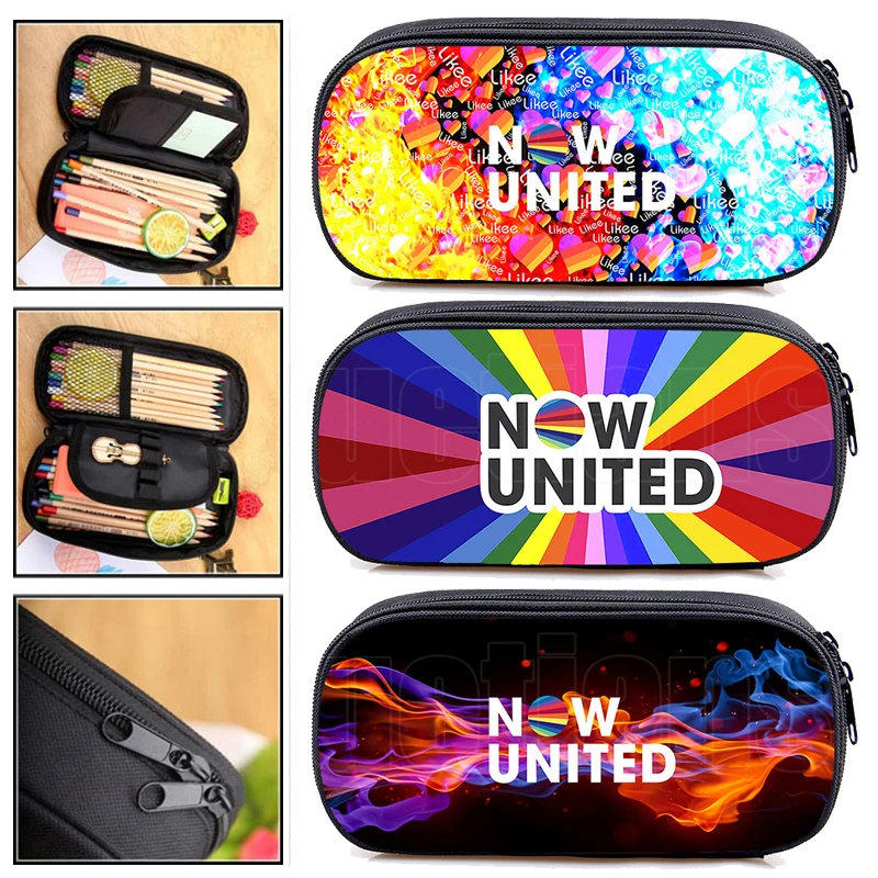 

3D Print Now United Pencil Case NU Team Makeup Bag School Supplies Women Cosmetic Bags Case Zipper Pouch Now United Girl Mochila
