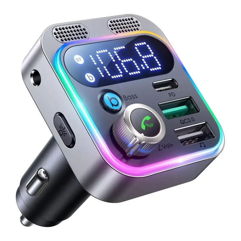 

Blue Tooth FM Transmitter For Car Wireless Car Blue Tooth Adapter 48W FM Transmitter Radio Receiver With 2 Microphones