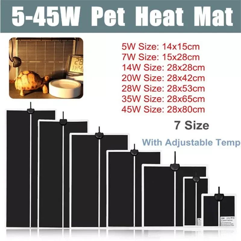 

Pet Reptiles Heat Mat Terrarium Climbing Heating Warm Pads 5-45W Adjustable Temperature Controller Mats small heater