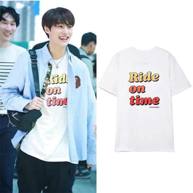 

New KPOP NCT WayV T Shirts Hip Hop Casual Loose Harajuku Ulzzang Shirts Men/women Short Sleeve Streetwear Tee Shirt Ride on Time