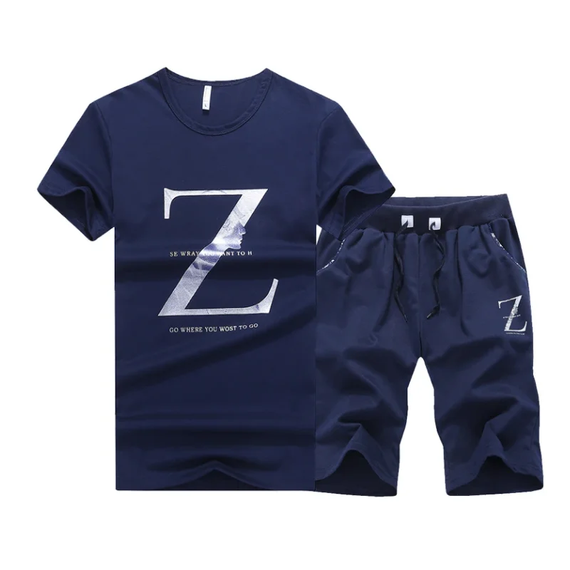 Spring and Autumn suit male summer youth fashion brand short sleeve T-shirt male loose pants casual sportswear male men hoodies