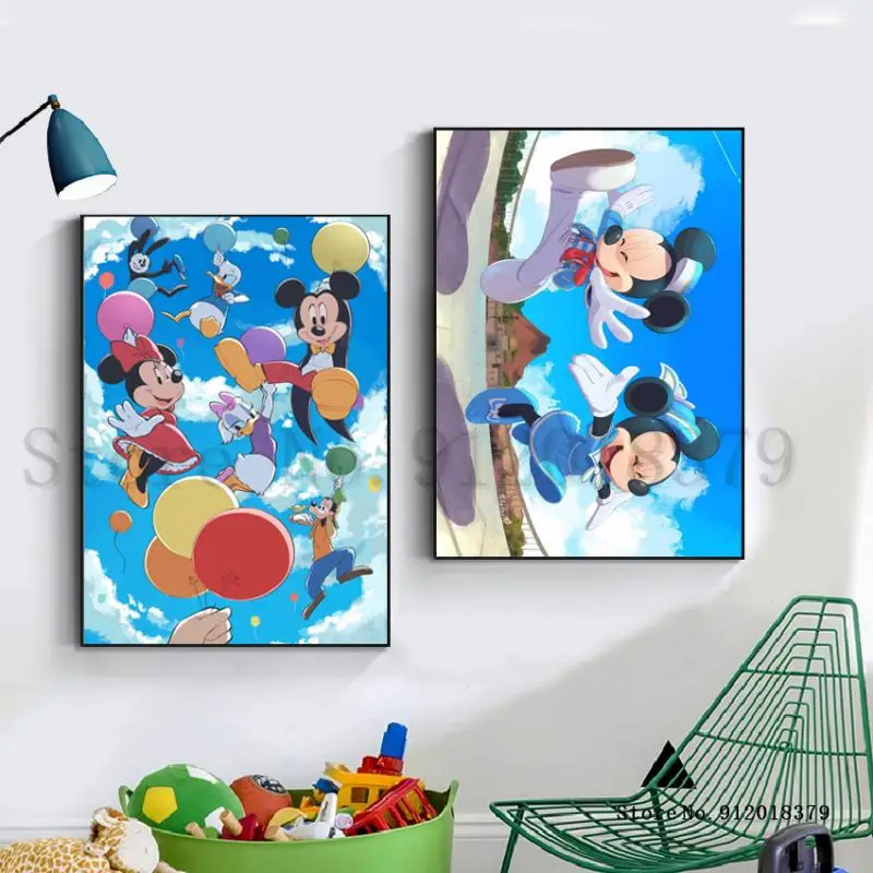 

Classic Disney Canvas Paintings Mickey and Minnie Mouse Modular Hd Posters and Prints Pictures Wall Art Nursery Kids Room Decor