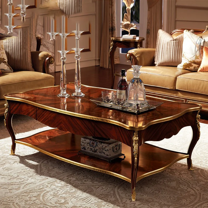 

Tea Table English Peach Blossom Heart Solid Wood Tea Table Side Table Villa Large Family Living Room Furniture