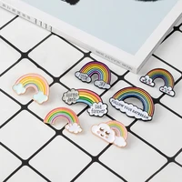 creative rainbow bridge rainbow suit drip brooch metal pin denim bag jewelry lapel pins