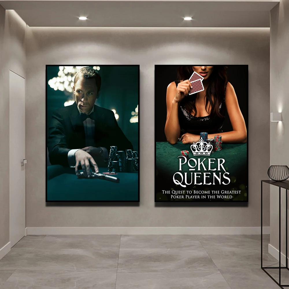 

Poker Queens Casino Posters and Prints Man Cave Decoration Canvas Painting Poker Gifts Playing Cards Game Bar Wall Art Decor