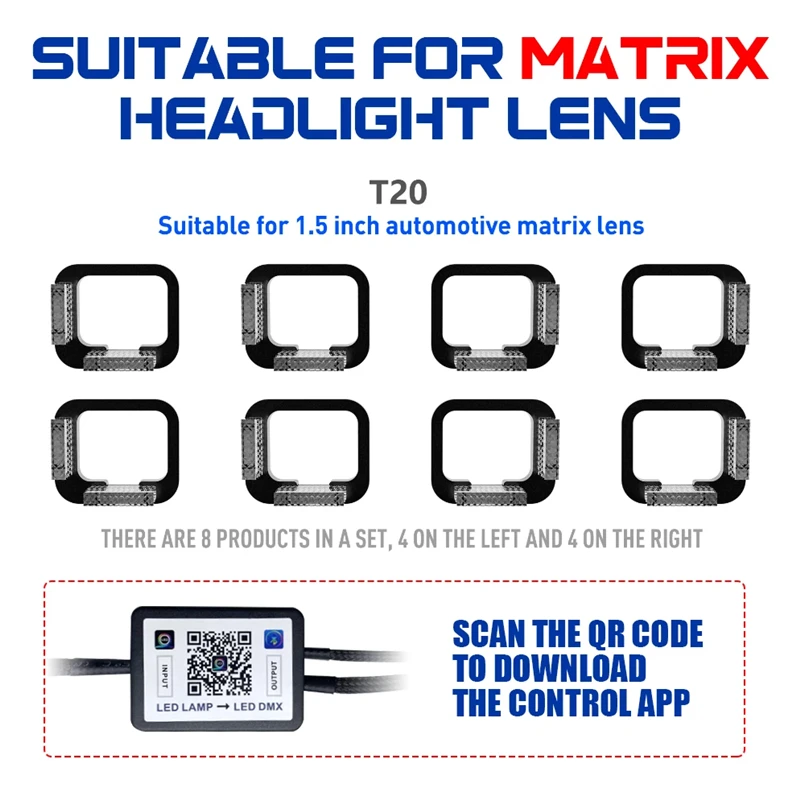 8 шт. 1 5-дюймовый автомобильный 5D кристаллический матричный светодиодный