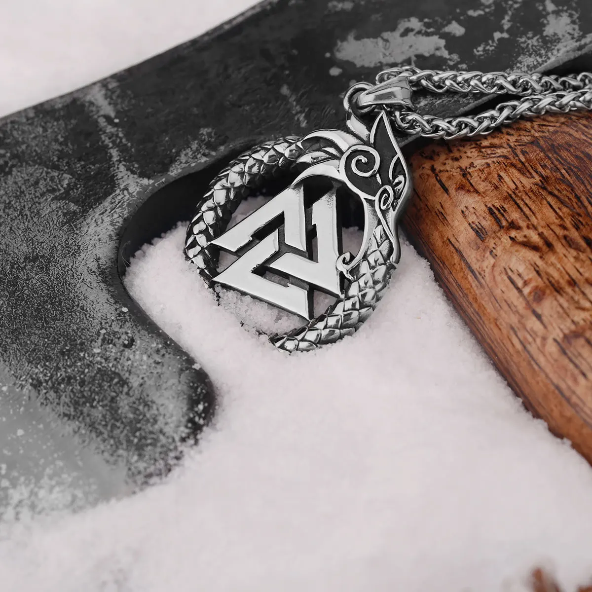 

Men's Nordic Viking Self Devourer Ouroboros Valknut Rune Amulet Dragon Necklace Stainless Steel Pendants for Jewelry