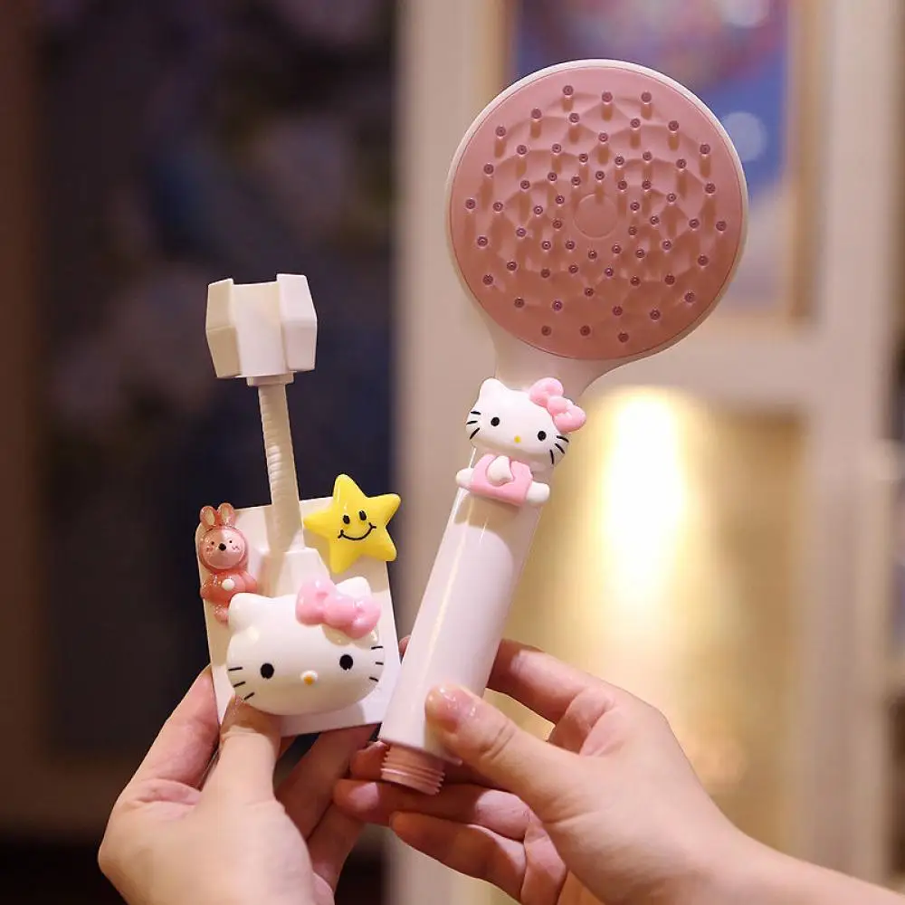 

Shower Head Kawaii Sanrio Hello Kitty Kt My Melody Cinnamoroll Anime Figure Shower Base Bracket Bath Handheld Household Bathroom