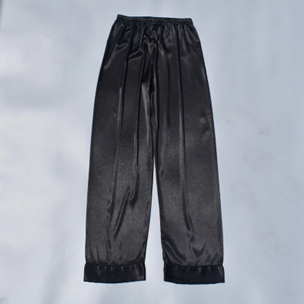 

XL XXL XXXL Plus Size Pyjama Bottoms Spring Summer Faux Silk Women Pajama Pant Women's Lounge Pant Red/Black Pyjama TrousersQ335