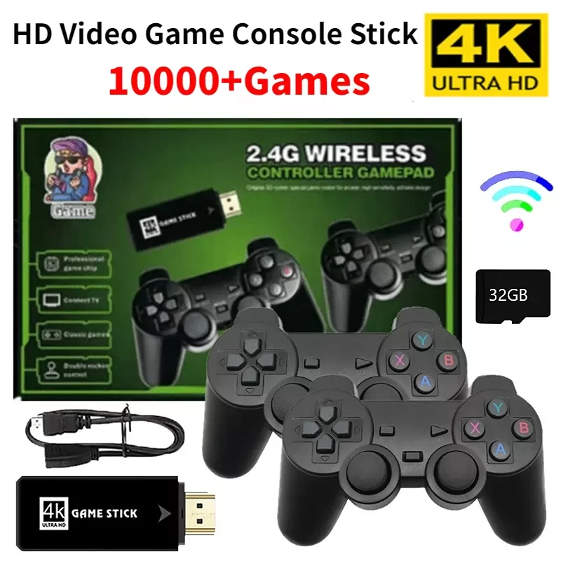 

Video Game Console 32G Stick Lite 4K Built-in 10000 Games Retro Games Console Wireless Controller For GBA Xmas Gift Dropshipping