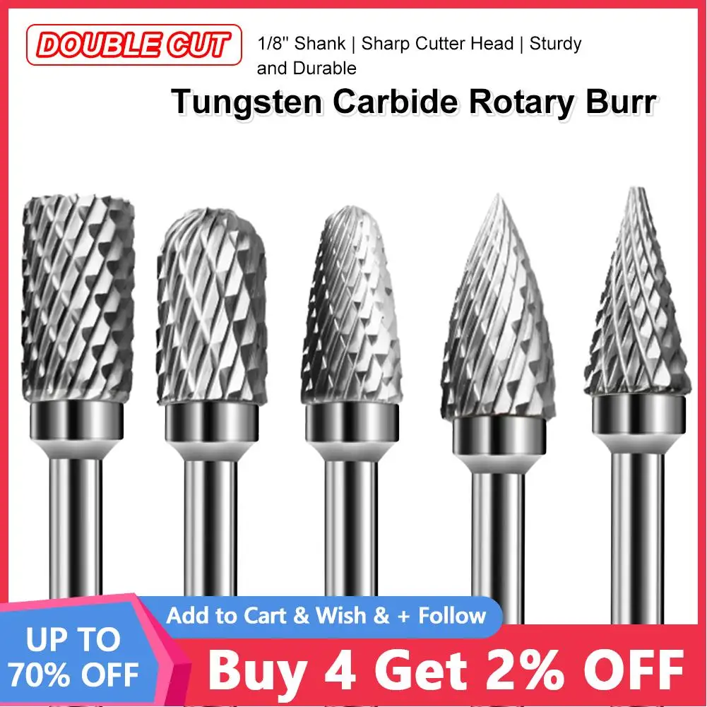 

10Pcs Tungsten Carbide Burr Bits Set 6MM Shank Double Rotary Cutting Engraving Carving For Die Grinder Drill Dremel Rotary Tools