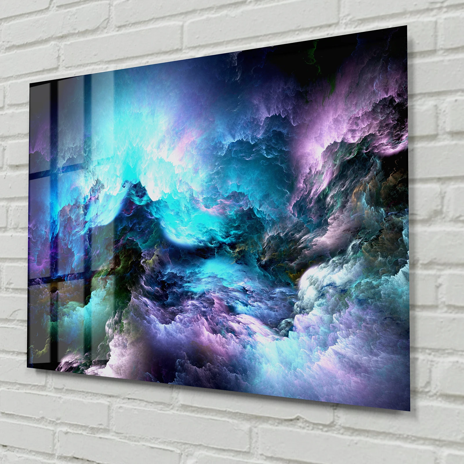 

60X40cm Colorful Clouds and Minimalist Frameless Tempered Glass Art Bedroom Living Room Sofa Backrest Wall Decoration Painting